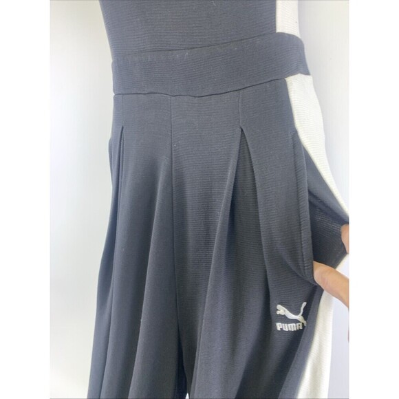 Puma Archive T7 Overall Jumpsuit Wide Leg Black White Tank Scoop Women Small - Picture 7 of 15